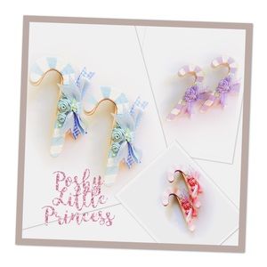 Glittered Candy Cane Cookie Stud Earrings